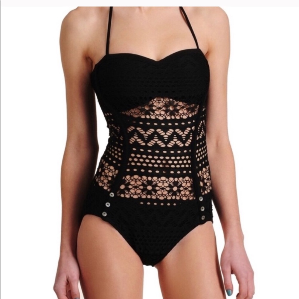 Robin Piccone ‘Penelope’ Black Crochet Swimsuit 10